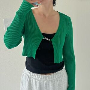 H&M Vibrant Green Ribbed Cardigan